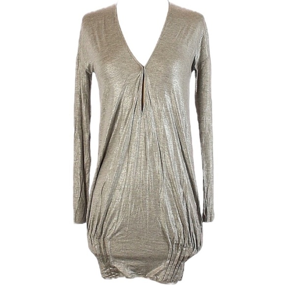 SISLEY SHINY SILVER DRESS WITH PEEK A BOO CUT OUT SIZE XS - Picture 1 of 5